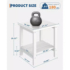 Table d'appoint d'extérieur à 2 niveaux, 45,7 cm, en PEHD, toutes saisons, pour terrasse, table d'appoint pour patio, piscine, intérieur, jardin, blanc - 2 pièces