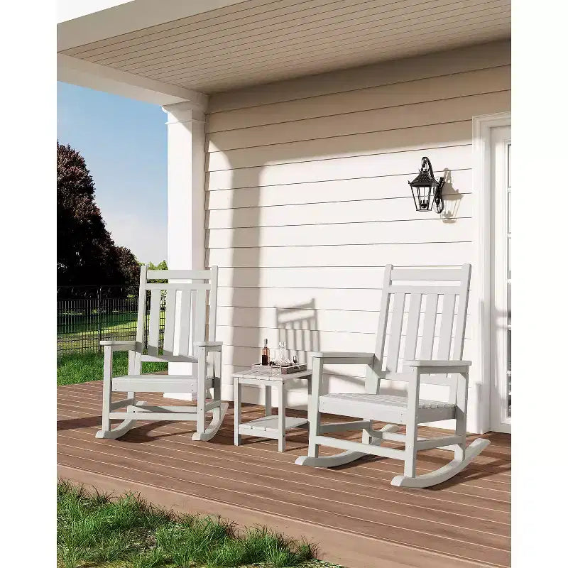 Table d'appoint d'extérieur à 2 niveaux, 45,7 cm, en PEHD, toutes saisons, pour terrasse, table d'appoint pour patio, piscine, intérieur, jardin, blanc - 2 pièces