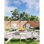 Table d'appoint d'extérieur à 2 niveaux, 45,7 cm, en PEHD, toutes saisons, pour terrasse, table d'appoint pour patio, piscine, intérieur, jardin, blanc - 2 pièces