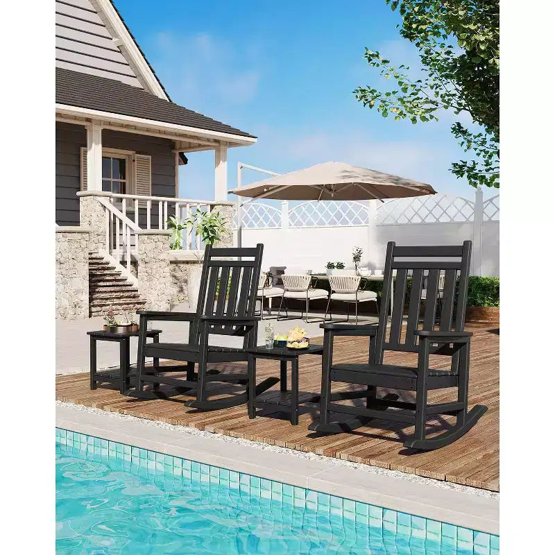 Table d'appoint d'extérieur à 2 niveaux, 45,7 cm, en PEHD, toutes saisons, pour terrasse, table d'appoint pour patio, piscine, intérieur, jardin, blanc - 2 pièces