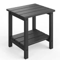 Outdoor Side Table 2-Tier, 18 in HDPE All Weather Resistant Patio Side Tables for Outside, End Table for Patio Pool Deck Indoor Backyard, White-2Pcs