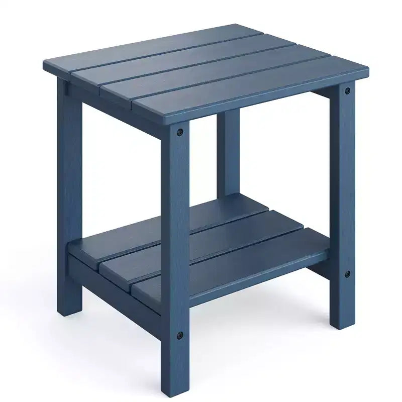 Table d'appoint d'extérieur à 2 niveaux, 45,7 cm, en PEHD, toutes saisons, pour terrasse, table d'appoint pour patio, piscine, intérieur, jardin, blanc - 2 pièces