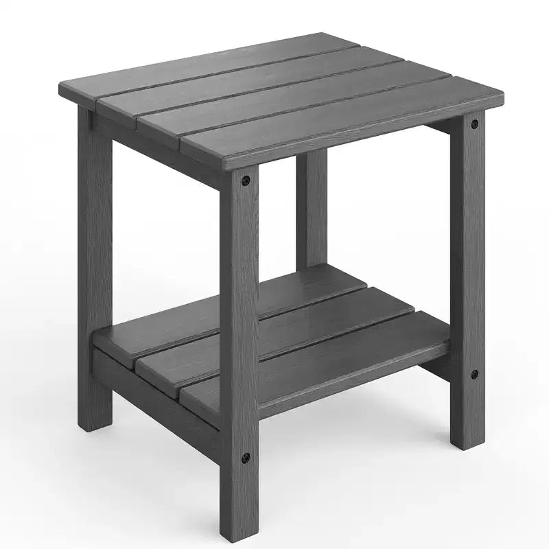 Table d'appoint d'extérieur à 2 niveaux, 45,7 cm, en PEHD, toutes saisons, pour terrasse, table d'appoint pour patio, piscine, intérieur, jardin, blanc - 2 pièces