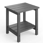 Table d'appoint d'extérieur à 2 niveaux, 45,7 cm, en PEHD, toutes saisons, pour terrasse, table d'appoint pour patio, piscine, intérieur, jardin, blanc - 2 pièces