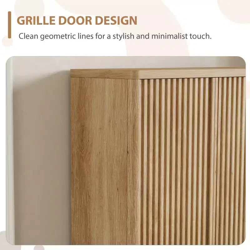 Meuble à chaussures rustique avec portes cannelées de 41,5 po - Banc d'entrée à 5 niveaux avec 4 étagères réglables pour le rangement dans le couloir et le foyer