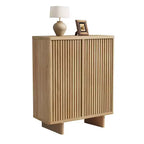 Meuble à chaussures rustique avec portes cannelées de 41,5 po - Banc d'entrée à 5 niveaux avec 4 étagères réglables pour le rangement dans le couloir et le foyer