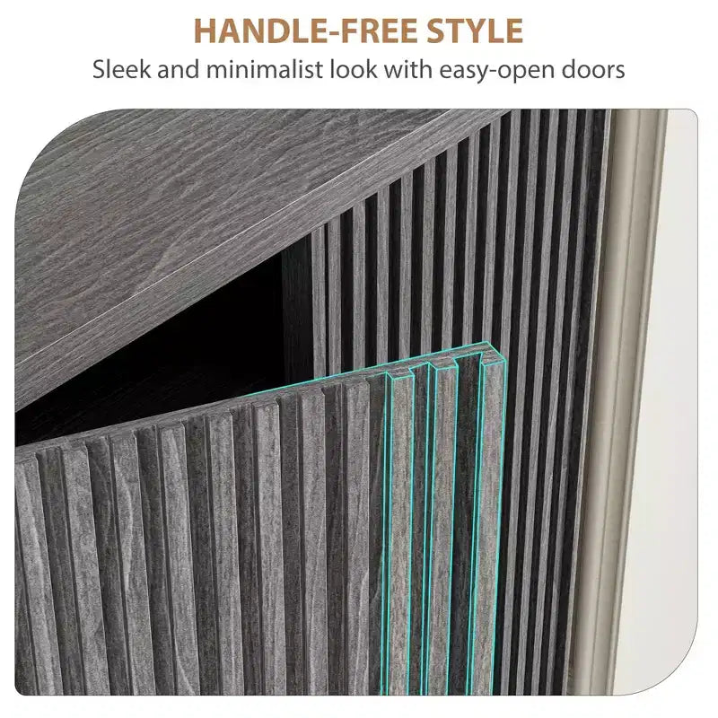 Meuble à chaussures rustique avec portes cannelées de 41,5 po - Banc d'entrée à 5 niveaux avec 4 étagères réglables pour le rangement dans le couloir et le foyer