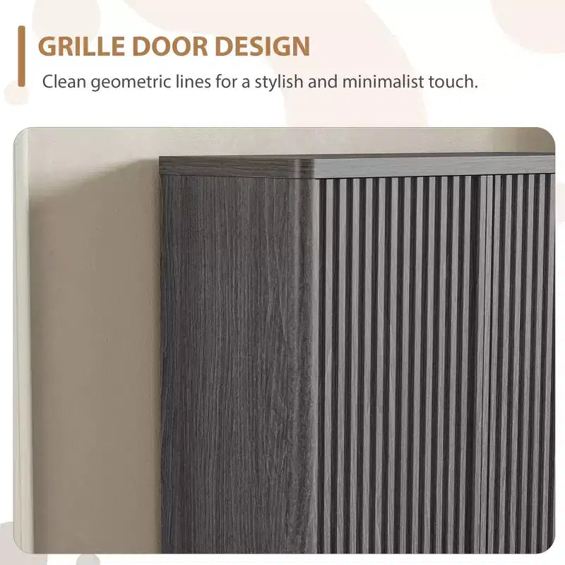 Meuble à chaussures rustique avec portes cannelées de 41,5 po - Banc d'entrée à 5 niveaux avec 4 étagères réglables pour le rangement dans le couloir et le foyer
