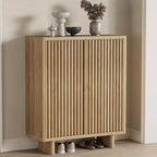 Meuble à chaussures rustique avec portes cannelées de 41,5 po - Banc d'entrée à 5 niveaux avec 4 étagères réglables pour le rangement dans le couloir et le foyer