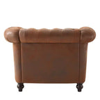 Fauteuil d'appoint Chesterfield moderne Whisen, fauteuil club avec accoudoirs arrondis, garniture cloutée et pieds en bois massif