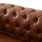 Fauteuil d'appoint Chesterfield moderne Whisen, fauteuil club avec accoudoirs arrondis, garniture cloutée et pieds en bois massif