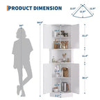 Meuble d'angle de ferme haut de 65 po, 5 étagères avec ports USB et prises, organisateur d'espace pour salon, bar, cuisine, salle de bain