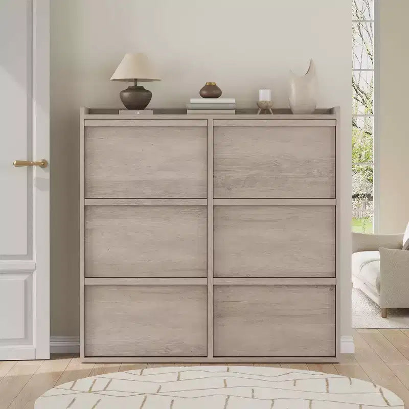 GarveeHome Meuble à Chaussures avec 6 Tiroirs Basculants, Armoire à Chaussures en Bois avec Étagère Réglable, Rangement à Chaussures, Meuble à Chaussures Caché pour Entrée