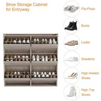 GarveeHome Meuble à Chaussures avec 6 Tiroirs Basculants, Armoire à Chaussures en Bois avec Étagère Réglable, Rangement à Chaussures, Meuble à Chaussures Caché pour Entrée