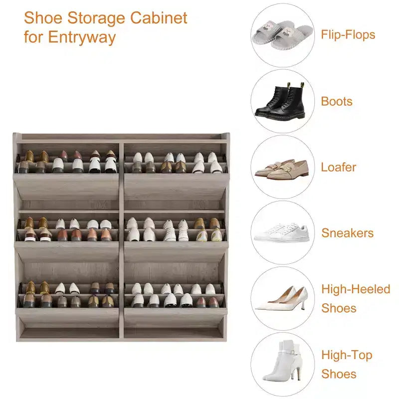 GarveeHome Meuble à Chaussures avec 6 Tiroirs Basculants, Armoire à Chaussures en Bois avec Étagère Réglable, Rangement à Chaussures, Meuble à Chaussures Caché pour Entrée