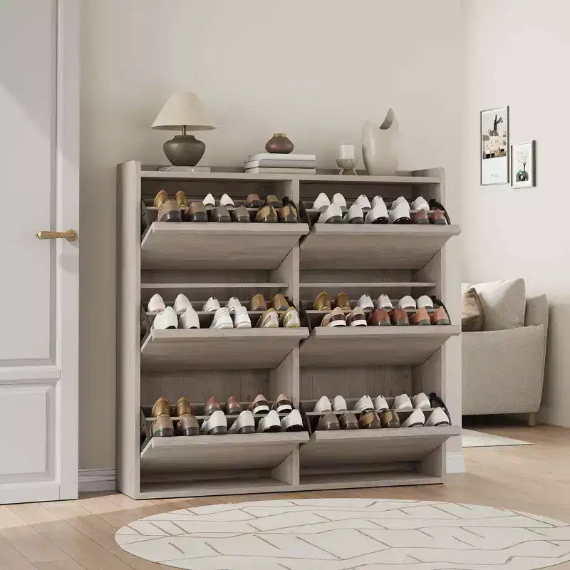 GarveeHome Meuble à Chaussures avec 6 Tiroirs Basculants, Armoire à Chaussures en Bois avec Étagère Réglable, Rangement à Chaussures, Meuble à Chaussures Caché pour Entrée
