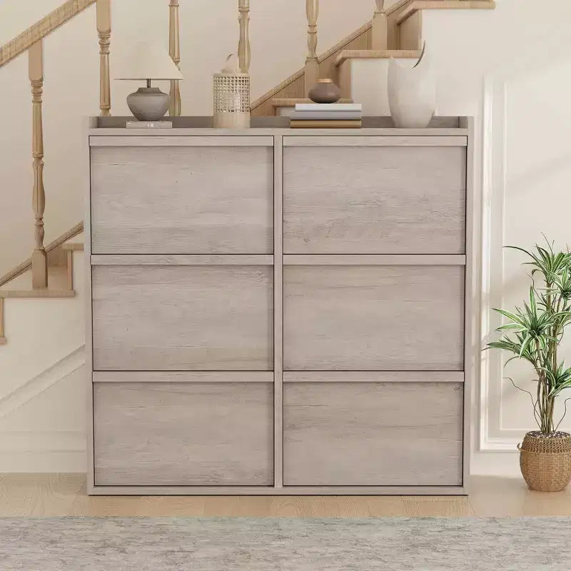 GarveeHome Meuble à Chaussures avec 6 Tiroirs Basculants, Armoire à Chaussures en Bois avec Étagère Réglable, Rangement à Chaussures, Meuble à Chaussures Caché pour Entrée