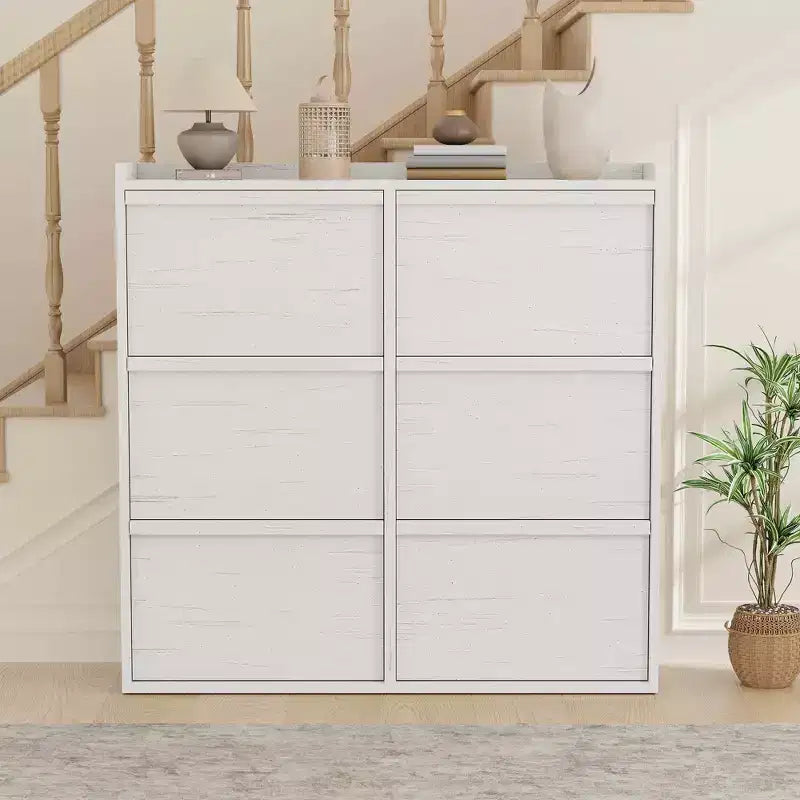 GarveeHome Meuble à Chaussures avec 6 Tiroirs Basculants, Armoire à Chaussures en Bois avec Étagère Réglable, Rangement à Chaussures, Meuble à Chaussures Caché pour Entrée