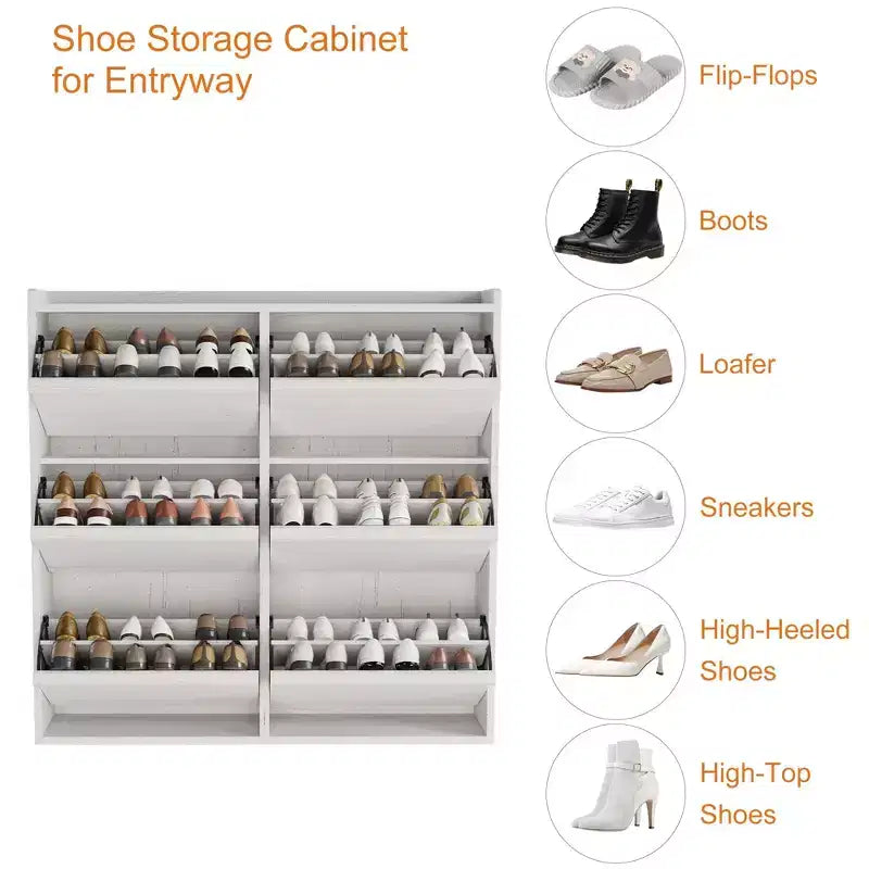 GarveeHome Meuble à Chaussures avec 6 Tiroirs Basculants, Armoire à Chaussures en Bois avec Étagère Réglable, Rangement à Chaussures, Meuble à Chaussures Caché pour Entrée