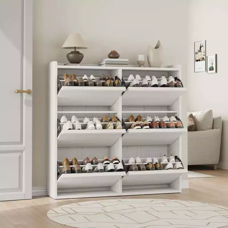 GarveeHome Meuble à Chaussures avec 6 Tiroirs Basculants, Armoire à Chaussures en Bois avec Étagère Réglable, Rangement à Chaussures, Meuble à Chaussures Caché pour Entrée