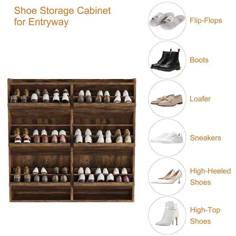 GarveeHome Meuble à Chaussures avec 6 Tiroirs Basculants, Armoire à Chaussures en Bois avec Étagère Réglable, Rangement à Chaussures, Meuble à Chaussures Caché pour Entrée