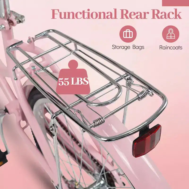 Vélo de plage Gymax 26 pouces avec selle réglable, panier tressé et porte-bagages arrière