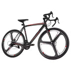 Vélo de course NAYSAYE 700C avec 21 vitesses, cadre en acier au carbone et freins à disque pour les déplacements urbains, Noir, 53.74*8.27*29.13