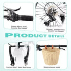NAYSAYE Vélo pliant 20 pouces pour adultes avec panier, support de téléphone, garde-boue, cadre en acier 6 vitesses, double freins en V pour hommes et femmes, blanc, 61 x 26,38 x 42,13