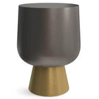 Neal Contemporary 14 inch Wide Cast Aluminum Side Table in Antique Bronze/Antique Brass, Fully Assembled