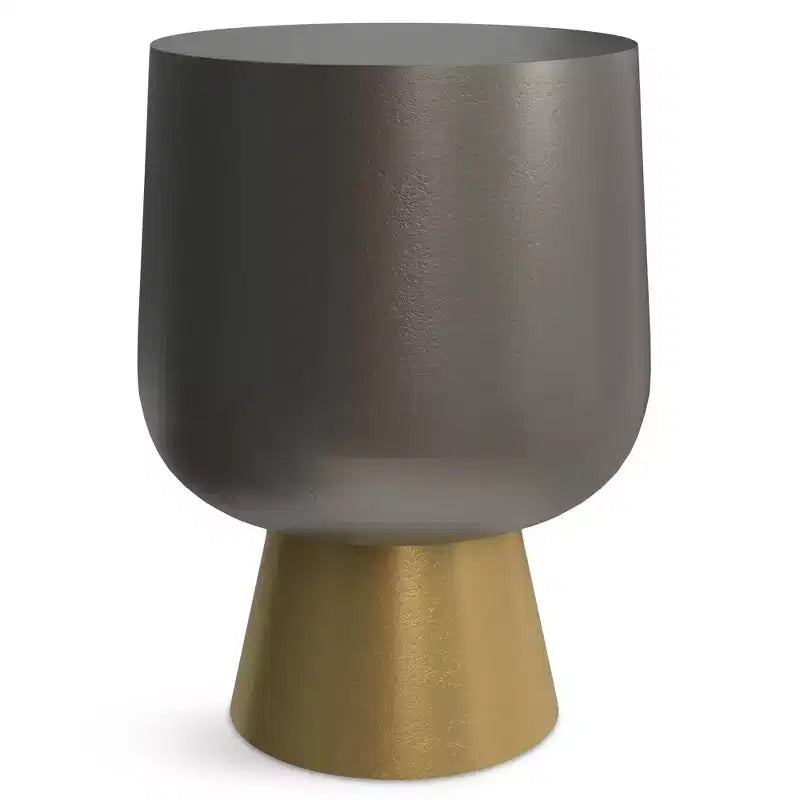 Neal Contemporary 14 inch Wide Cast Aluminum Side Table in Antique Bronze/Antique Brass, Fully Assembled