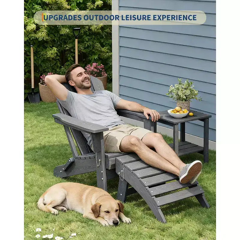 Ottoman pliant, repose-pieds d'extérieur en PEHD pour chaise Adirondack, résistant aux intempéries pour terrasse, jardin, patio extérieur
