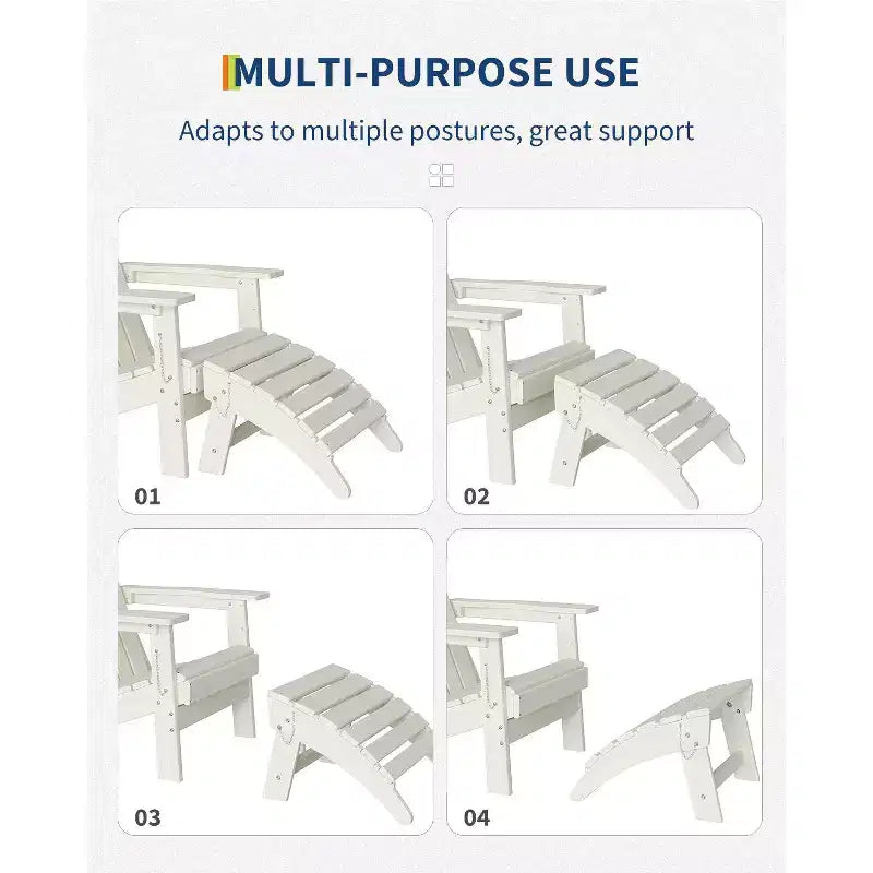 Ottoman pliant, repose-pieds d'extérieur en PEHD pour chaise Adirondack, résistant aux intempéries pour terrasse, jardin, patio extérieur