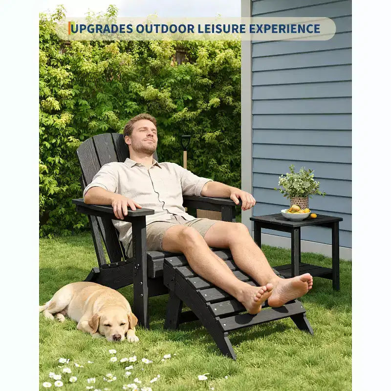 Ottoman pliant, repose-pieds d'extérieur en PEHD pour chaise Adirondack, résistant aux intempéries pour terrasse, jardin, patio extérieur