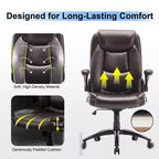 Chaise de bureau Ora Maison Big & Tall en cuir avec inclinaison et hauteur réglables et accoudoirs relevables