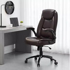 Chaise de bureau Ora Maison Big & Tall en cuir avec inclinaison et hauteur réglables et accoudoirs relevables