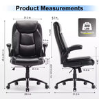Chaise de bureau Ora Maison Big & Tall en cuir avec inclinaison et hauteur réglables et accoudoirs relevables