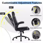 Chaise de bureau Ora Maison Big & Tall en cuir avec inclinaison et hauteur réglables et accoudoirs relevables