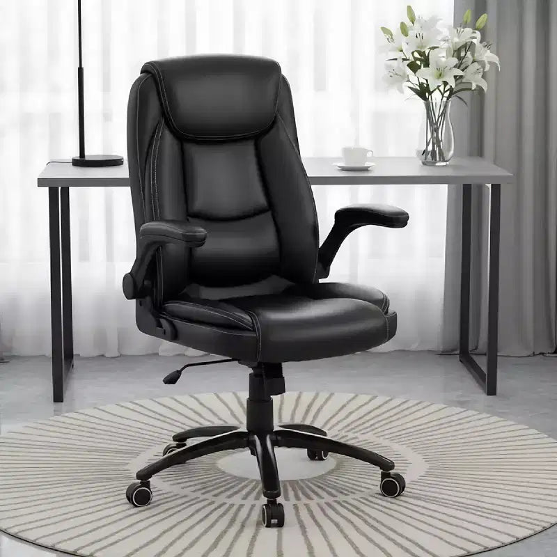 Chaise de bureau Ora Maison Big & Tall en cuir avec inclinaison et hauteur réglables et accoudoirs relevables