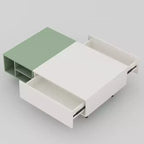Table Basse Moderne Bicolore 129,5 cm avec Rangement Vert Menthe et Blanc Table d'Appoint avec Tiroirs et Étagère Ouverte pour Salon Gaoyangjiaju