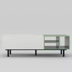 Table Basse Moderne Bicolore 129,5 cm avec Rangement Vert Menthe et Blanc Table d'Appoint avec Tiroirs et Étagère Ouverte pour Salon Gaoyangjiaju