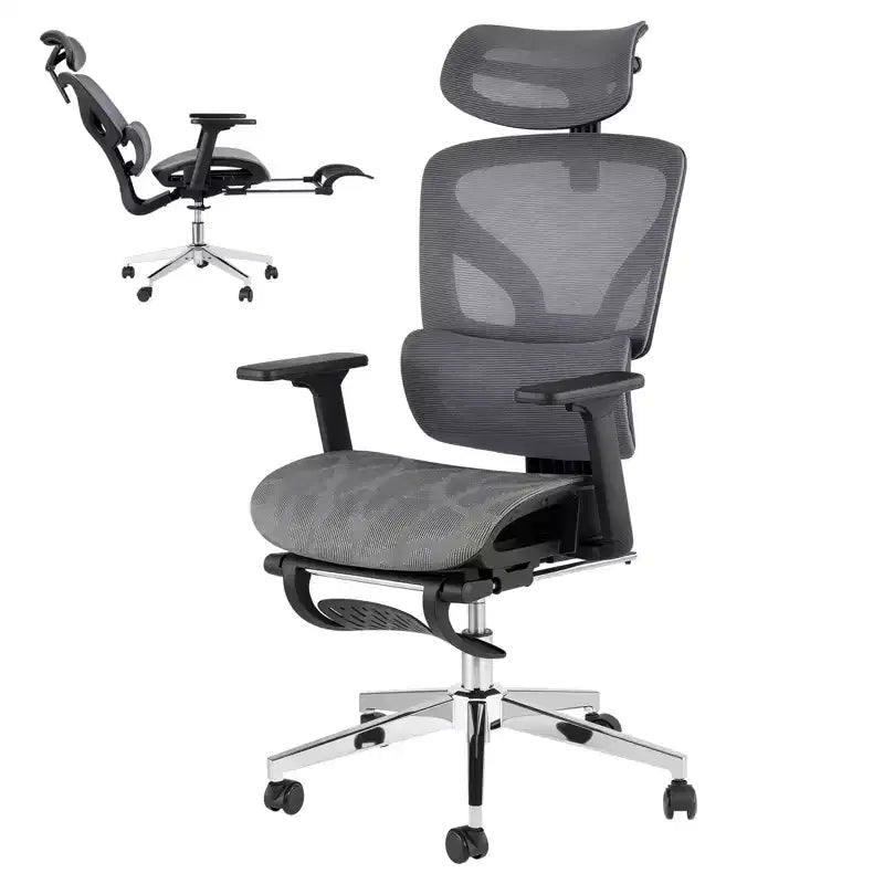 Chaise de bureau ergonomique, chaise de bureau confortable avec support lombaire haut et accoudoirs réglables en 3D, chaise pivotante pour le travail, les études, les jeux