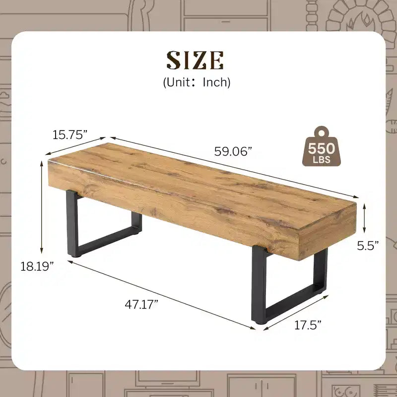 Banc en bois GDF Studio Sullivan Farmhouse 59, banc à chaussures moderne polyvalent