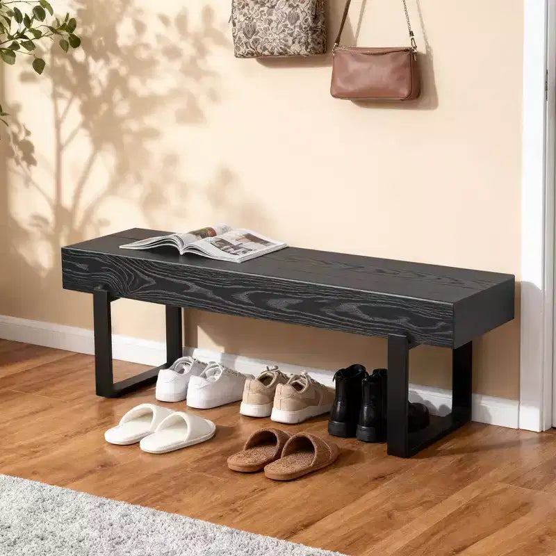 GDF Studio Sullivan Farmhouse 59 Wood Bench, Versatile Modern Shoe Bench