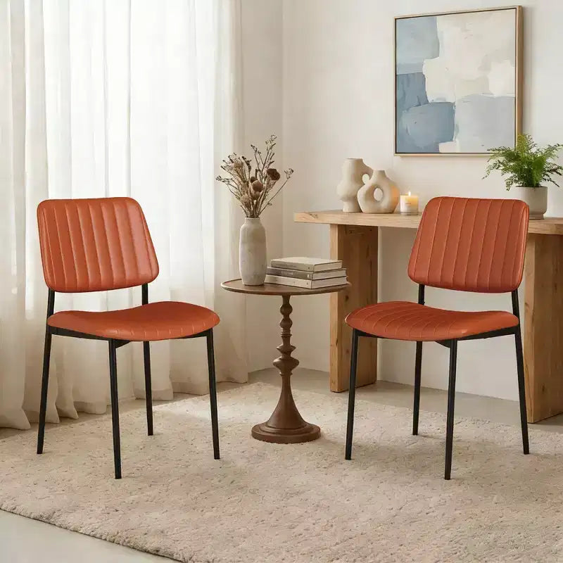 TYBOATLE Lot de 2 chaises de salle à manger du milieu du siècle - Chaises de cuisine modernes en bois courbé et similicuir avec pieds en métal