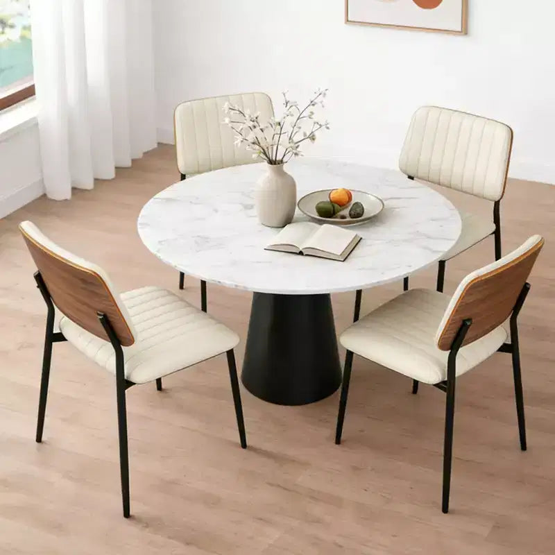 TYBOATLE Lot de 2 chaises de salle à manger du milieu du siècle - Chaises de cuisine modernes en bois courbé et similicuir avec pieds en métal