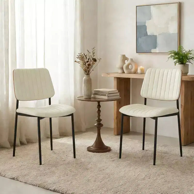 TYBOATLE Lot de 2 chaises de salle à manger du milieu du siècle - Chaises de cuisine modernes en bois courbé et similicuir avec pieds en métal