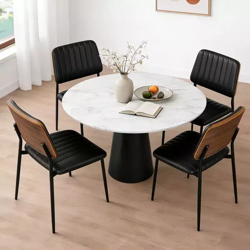 TYBOATLE Lot de 2 chaises de salle à manger du milieu du siècle - Chaises de cuisine modernes en bois courbé et similicuir avec pieds en métal