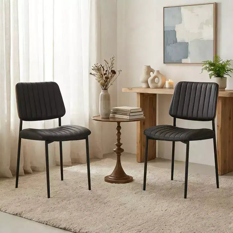 TYBOATLE Lot de 2 chaises de salle à manger du milieu du siècle - Chaises de cuisine modernes en bois courbé et similicuir avec pieds en métal