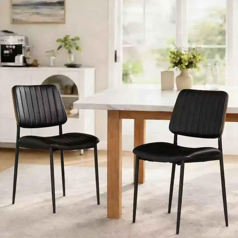 TYBOATLE Mid Century Dining Chairs Set of 2 - Modern Bentwood & Faux Leather Upholstered Kitchen Chairs with Metal Legs