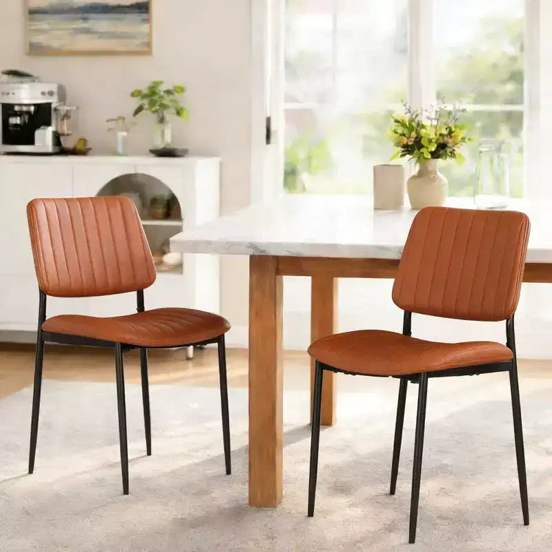 TYBOATLE Lot de 2 chaises de salle à manger du milieu du siècle - Chaises de cuisine modernes en bois courbé et similicuir avec pieds en métal